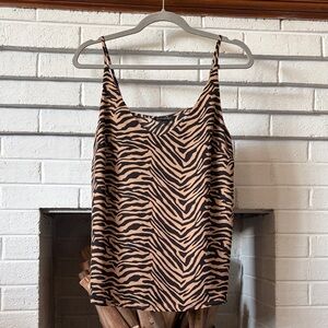 Banana Republic Tan and Black Zebra-Print Slip Cami